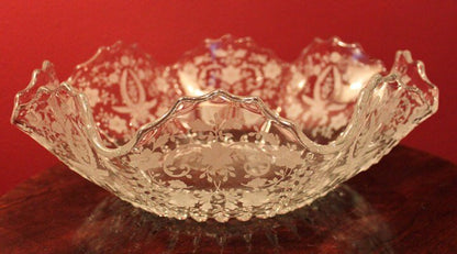 Antique New Martinsville Crystal Platter and Bowl with Prelude Pattern - I Bought a Yard Sale