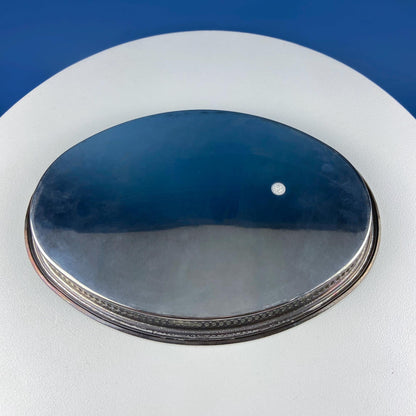 Antique Oval Silver & Glass Serving Platter. Godinger Silver Art. Fluted Glass with Etched Reticulated Silver Tray. Hosting Essential. - I Bought a Yard Sale