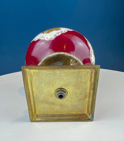 Antique Porcelain Burgundy & Gold Footed Bowl with Marble Base. Hand Painted Roses Storage Dish with Dolphin Feet. Ornate Marble Base. - I Bought a Yard Sale