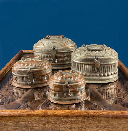 Antique Rustic Hand Pounded Copper and Tin Cups. Set of 4 Different Vessels. Beautiful Fluting. Rustic Home Decor. Gift for Him or Her. - I Bought a Yard Sale