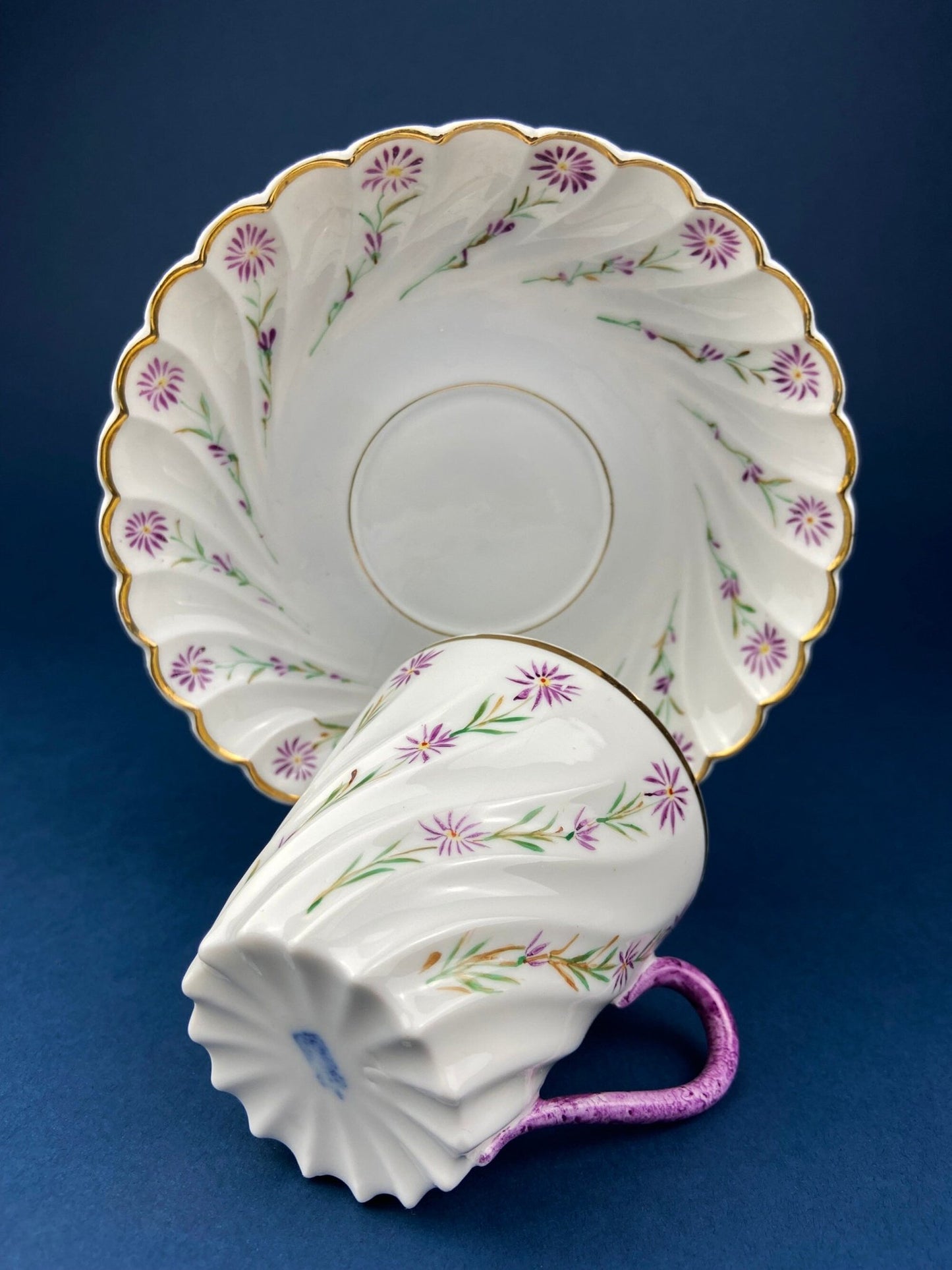 Antique Star Paragon Tea, Coffee, or Chocolate Set. Tray with Matching 5 Cups & Saucers. Delicate Fluting and Flowers. Dining Room Decor. - I Bought a Yard Sale