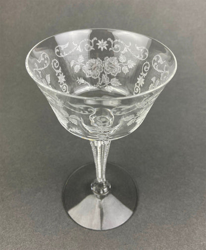 Antique Tall Sherbet Crystal Glasses by Fostoria. Etched Midnight Rose Pattern. Set of Six, 4 oz, Glassware. Replacements. Fine Dining. - I Bought a Yard Sale