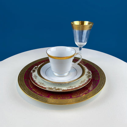 Antique Tiffin Franciscan Wine Goblets with Embossed Gold Rims. Set of 6 Faceted Mid Century Stemware. 24K Gold. Dining Room Decor. - I Bought a Yard Sale