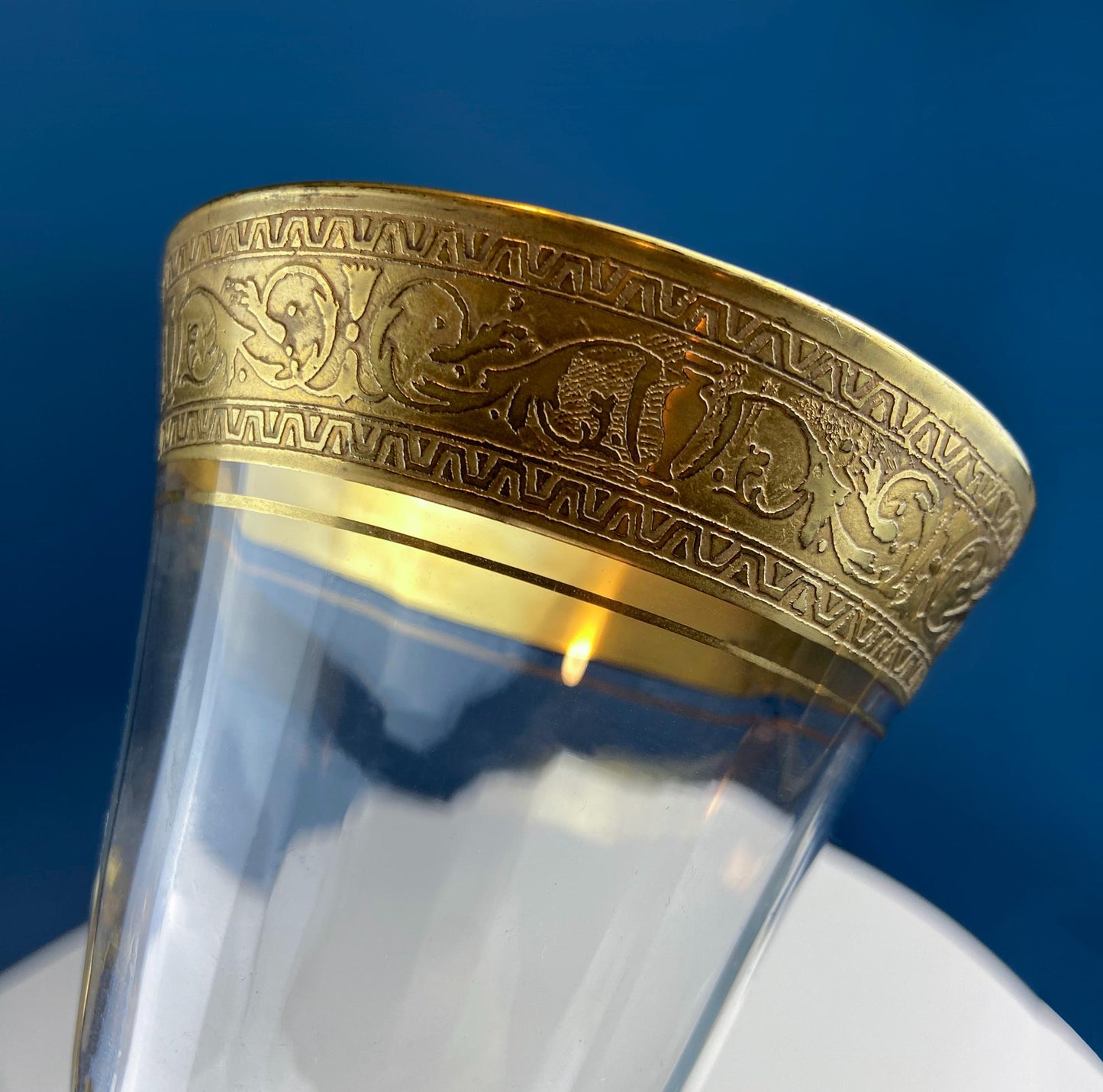 Antique Tiffin Franciscan Wine Goblets with Embossed Gold Rims. Set of 6 Faceted Mid Century Stemware. 24K Gold. Dining Room Decor. - I Bought a Yard Sale