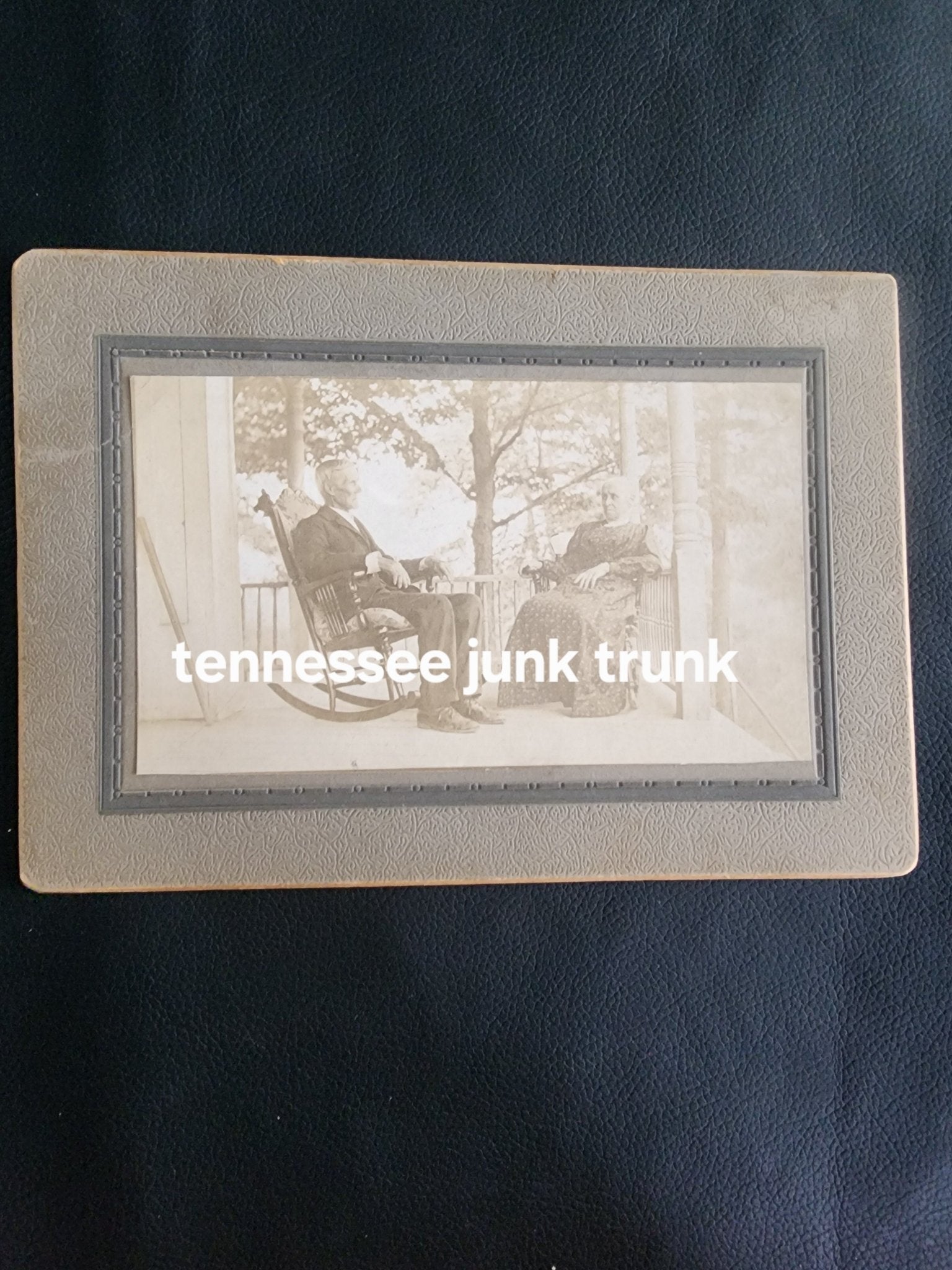 Antique Victorian Cabinet Card Photo Couple of man and woman on Porch John Fisher - I Bought a Yard Sale