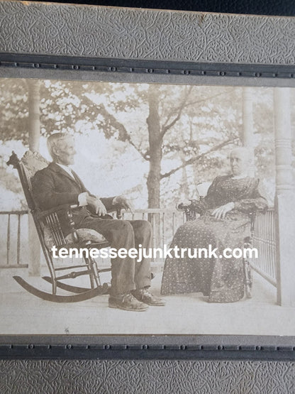 Antique Victorian Cabinet Card Photo Couple of man and woman on Porch John Fisher - I Bought a Yard Sale