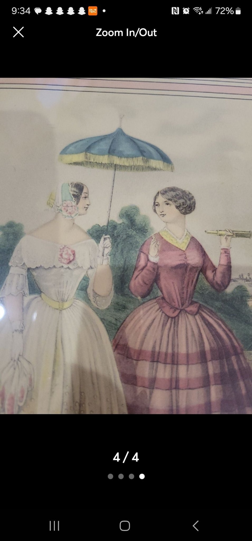 Antique Victorian fashion Print Picture French Paris 1851 - I Bought a Yard Sale