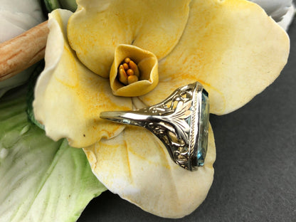 Art Deco 14k Gold 5ct Sky Blue Topaz Ring - I Bought a Yard Sale