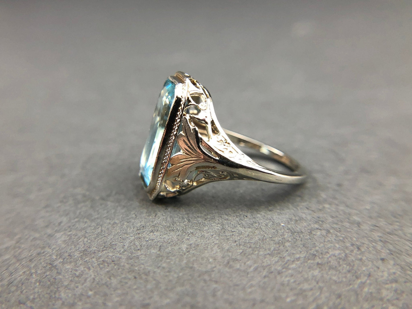 Art Deco 14k Gold 5ct Sky Blue Topaz Ring - I Bought a Yard Sale