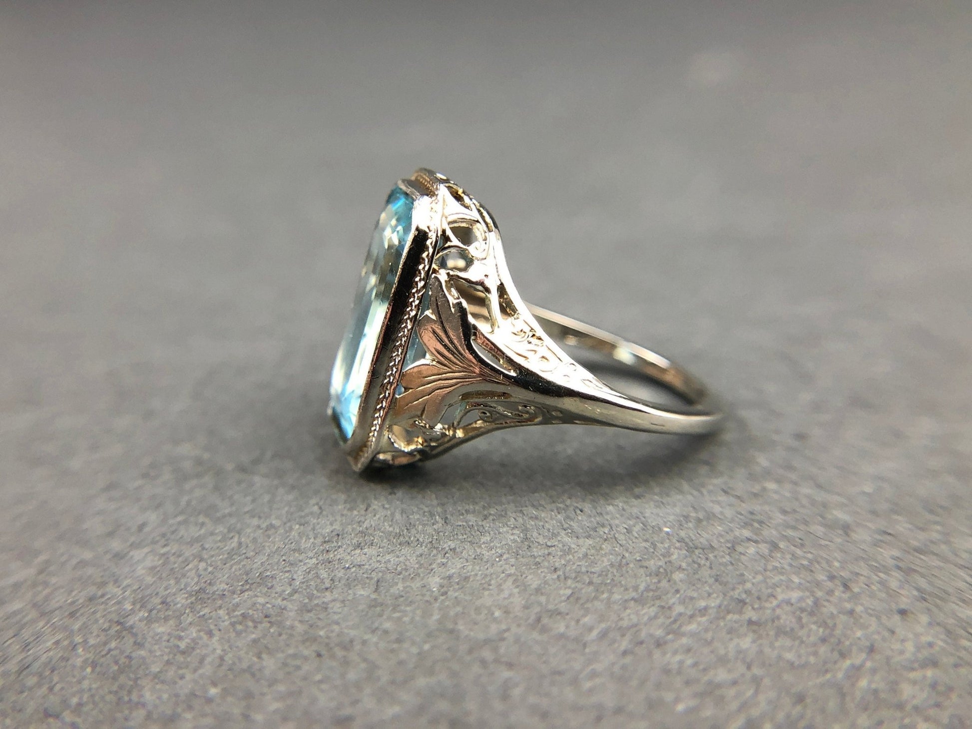 Art Deco 14k Gold 5ct Sky Blue Topaz Ring - I Bought a Yard Sale