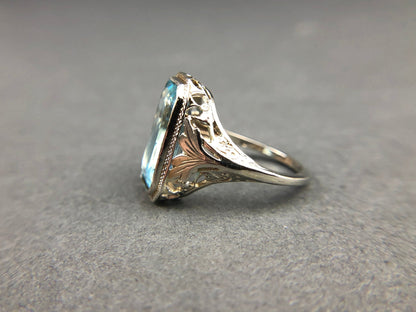 Art Deco 14k Gold 5ct Sky Blue Topaz Ring - I Bought a Yard Sale