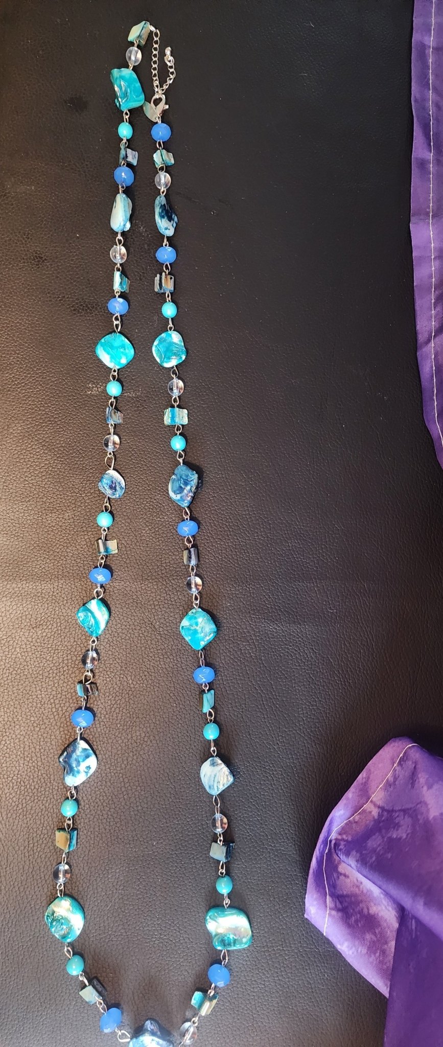 AVENUE Brand Dyed Blue Turquoise Mother of Pearl Fashion Necklace Double Strand - I Bought a Yard Sale
