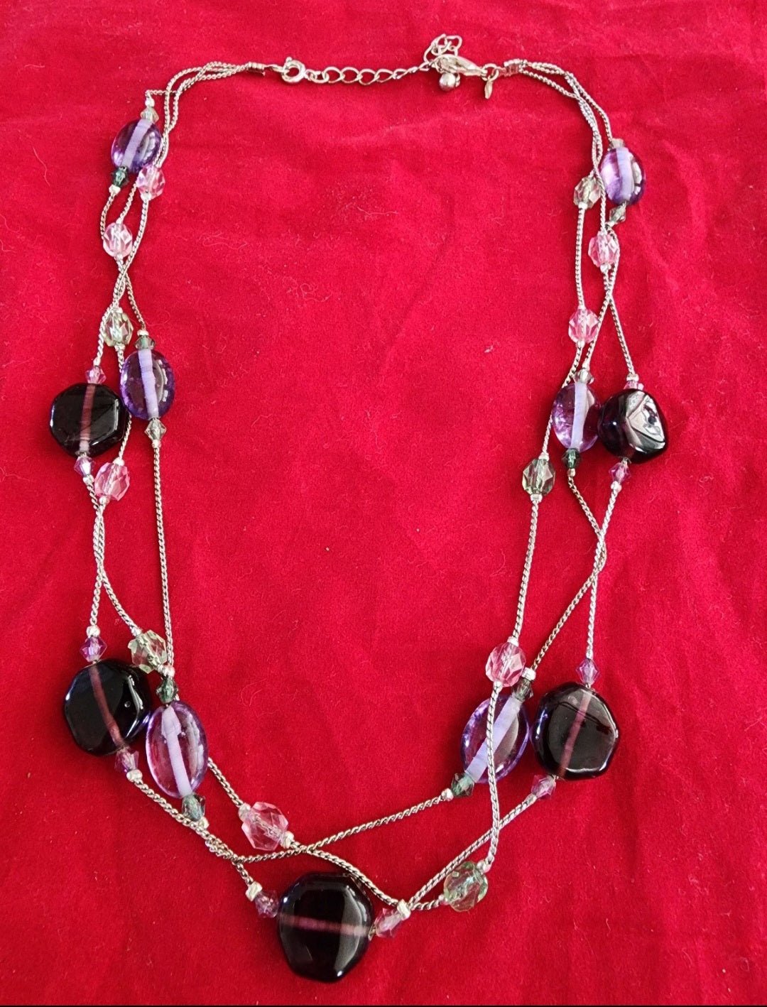 Avon Purple Beaded multi - strand Necklace - I Bought a Yard Sale