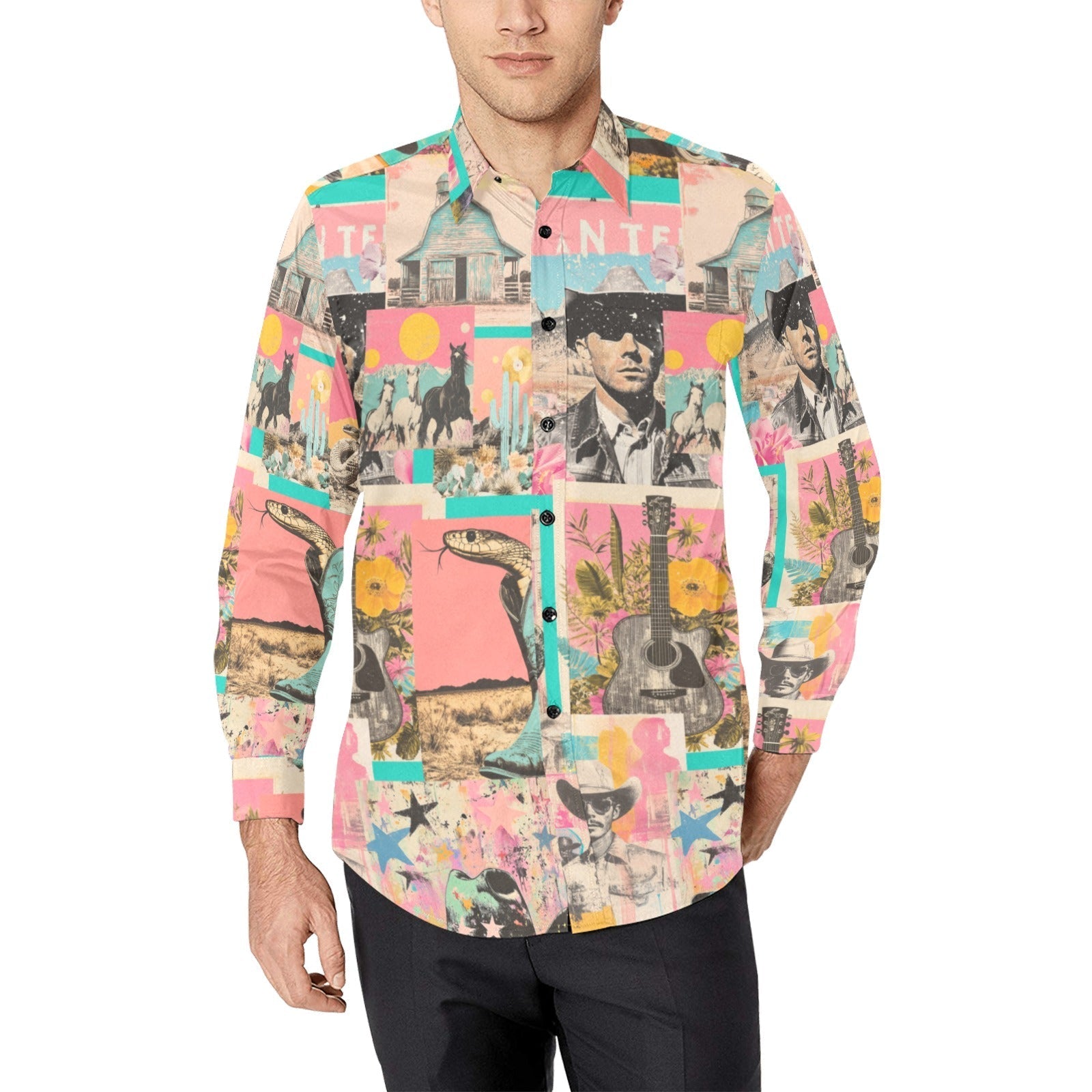 Baha Ranch Pop Western Collage Unisex Button Up Shirt - I Bought a Yard Sale