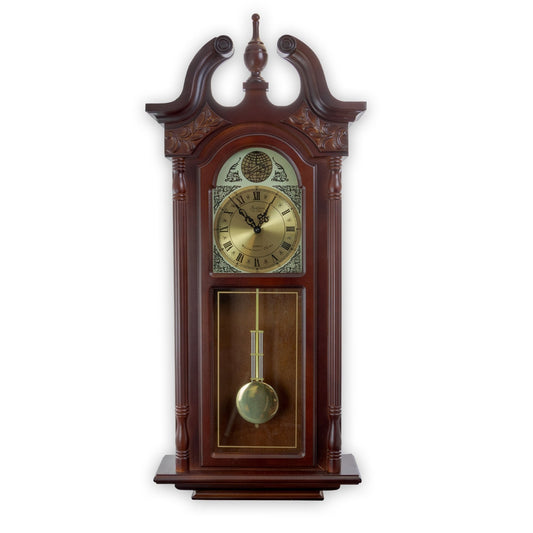 Bedford Clock Collection 38 Inch Chiming Pendulum Wall Clock in Cherry Oak Finish - I Bought a Yard Sale