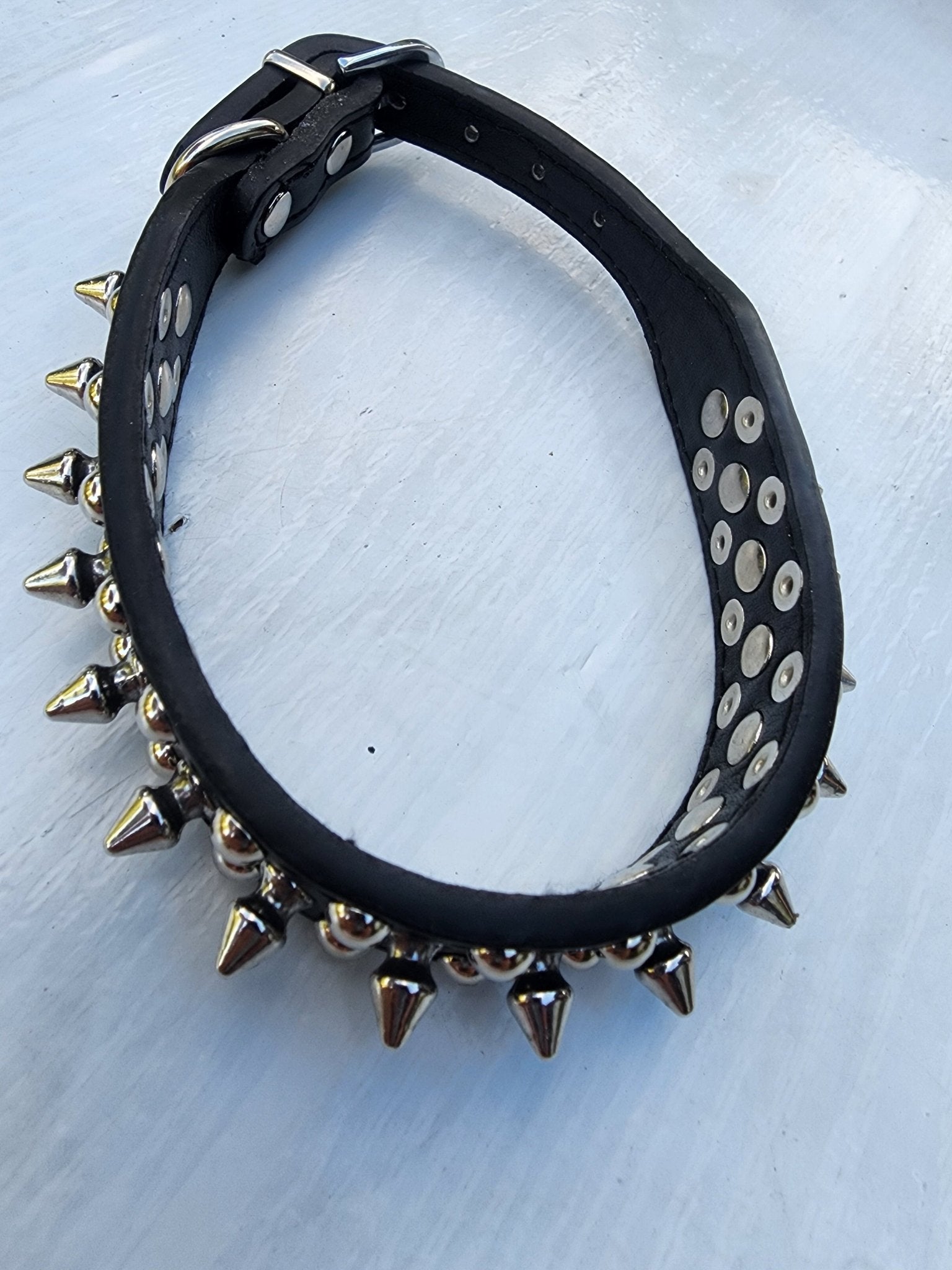 Black Beauty Triple Spike Pet Collar & Leash for Dog 16" long - I Bought a Yard Sale