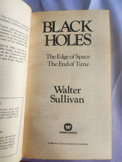 Black Holes, the Edge of Space, the End of Time Book by Walter Sullivan - I Bought a Yard Sale