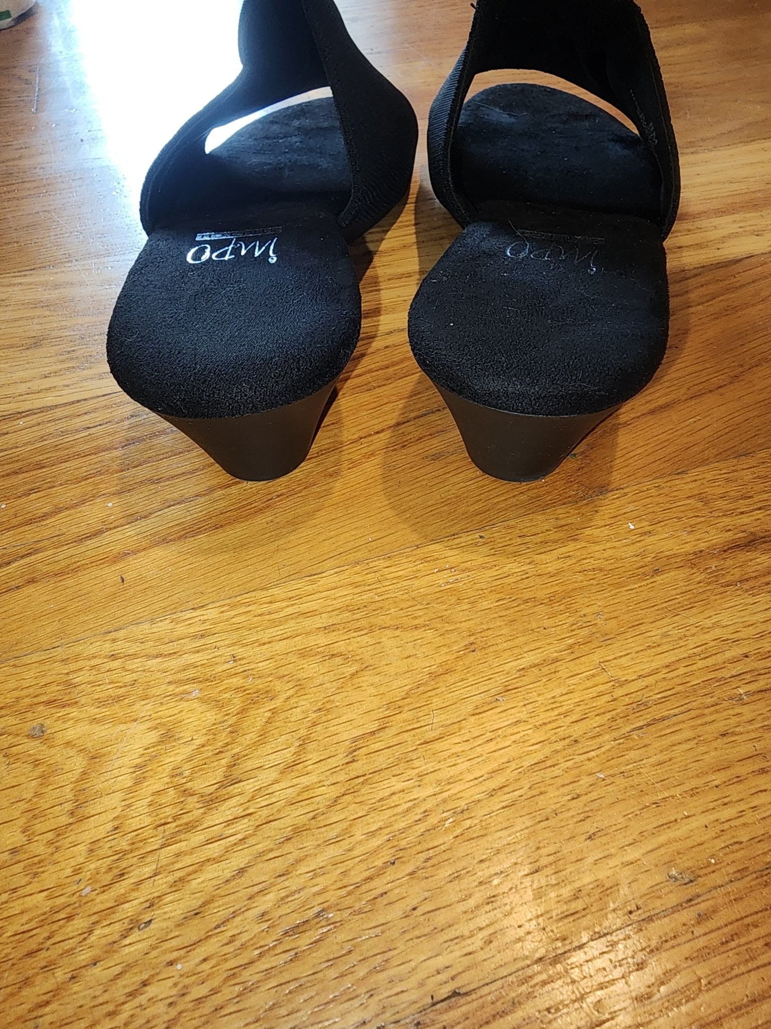 Black Impo Stretch Black Sandals Slip ons in very good condition - I Bought a Yard Sale