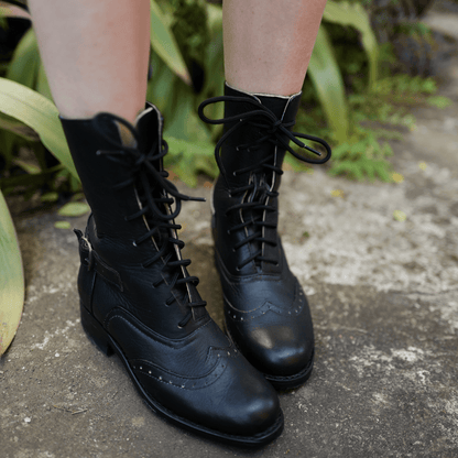 Black Leather Victorian Ankle Boots - I Bought a Yard Sale