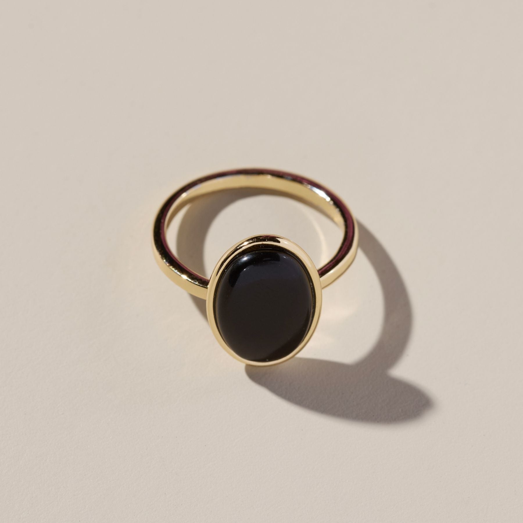 Black Oval Stone Ring in Gold - I Bought a Yard Sale