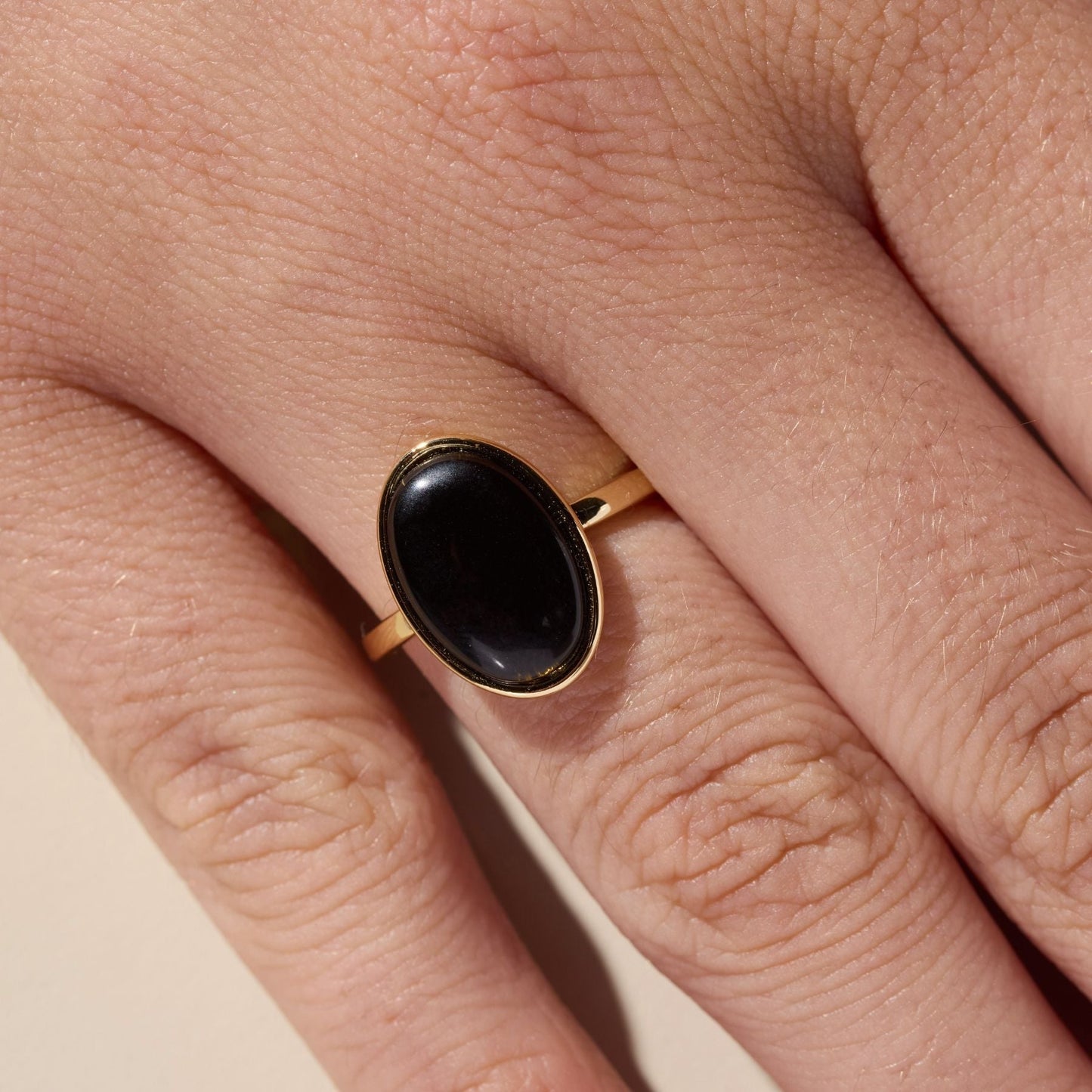 Black Oval Stone Ring in Gold - I Bought a Yard Sale