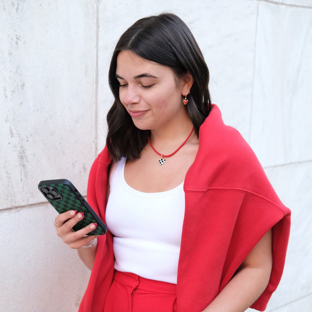 Black & White Checkered Heart Charm - I Bought a Yard Sale