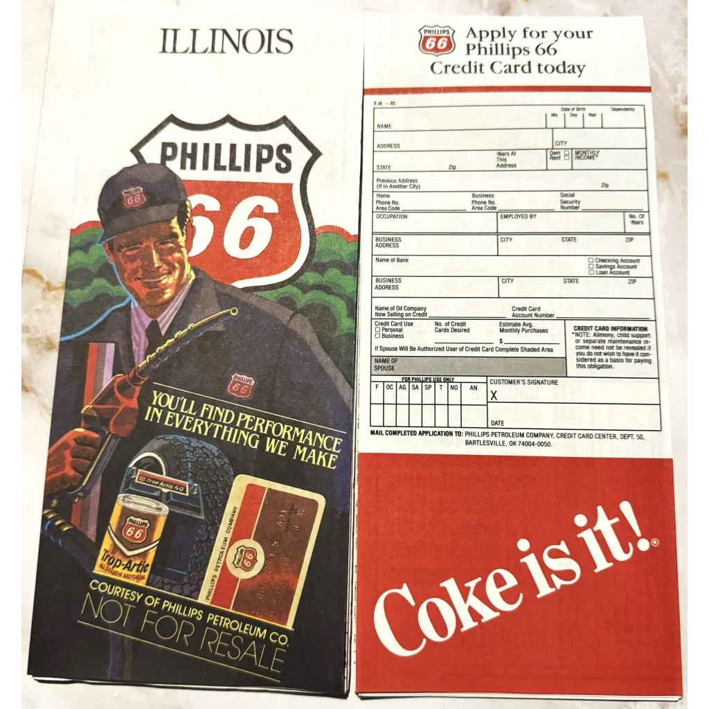Vintage Blast from the Past Phillips 66 Illinois Coca-Cola Map Treasure