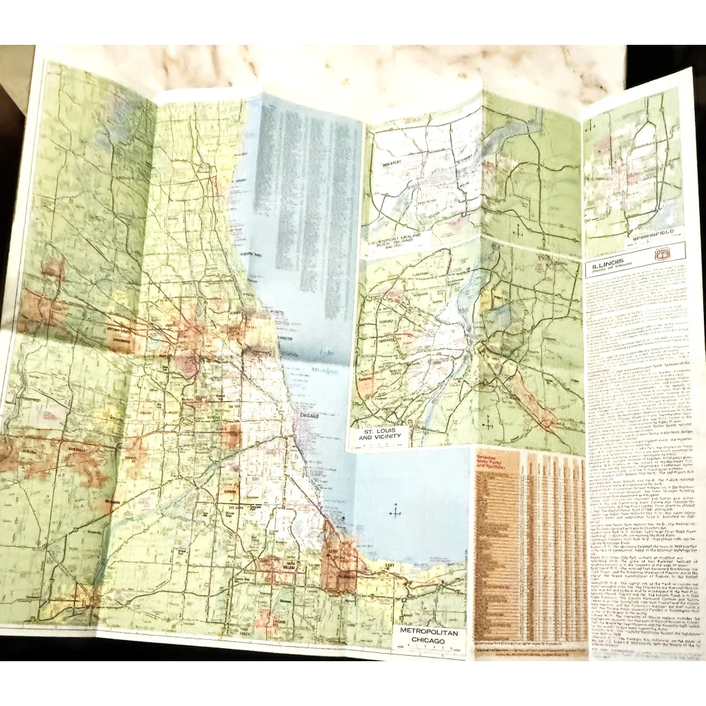 Vintage Blast from the Past Phillips 66 Illinois Coca-Cola Map Treasure