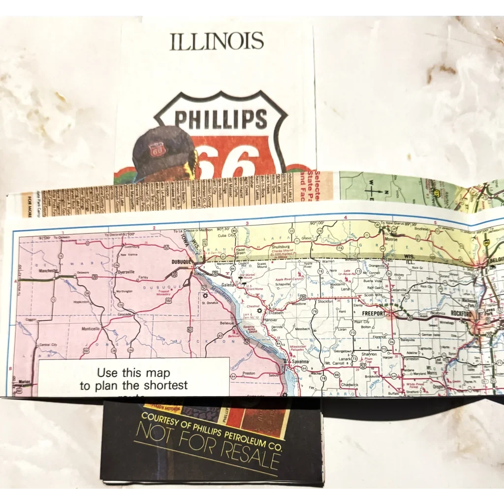 Vintage Blast from the Past Phillips 66 Illinois Coca-Cola Map Treasure