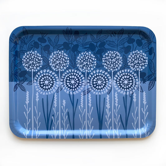 Bloom in Blue Tray | wood and melamine | 17" x 13" | Sweetgum - I Bought a Yard Sale