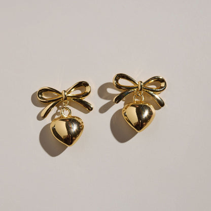 Bow & Heart Drop Earrings - I Bought a Yard Sale