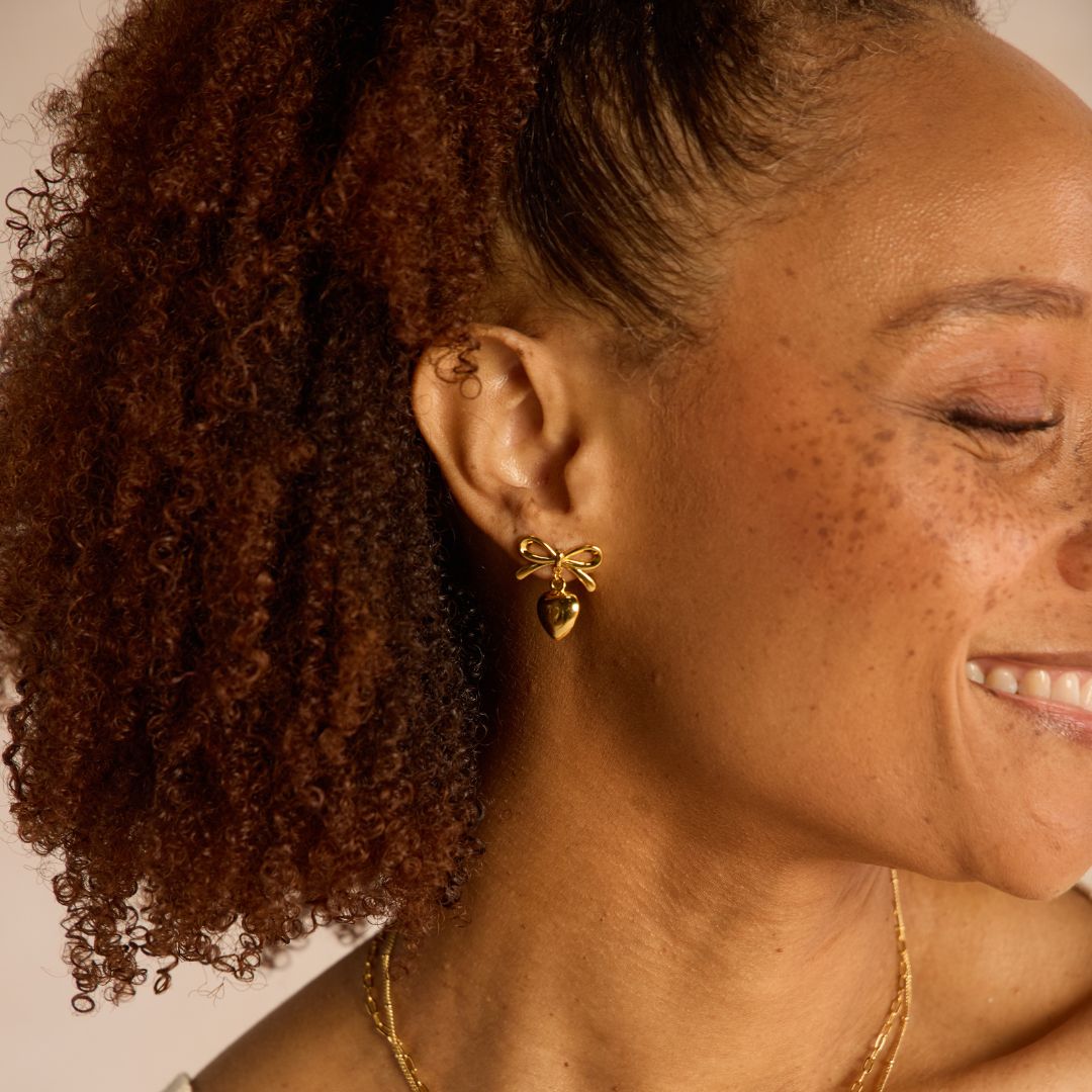 Bow & Heart Drop Earrings - I Bought a Yard Sale