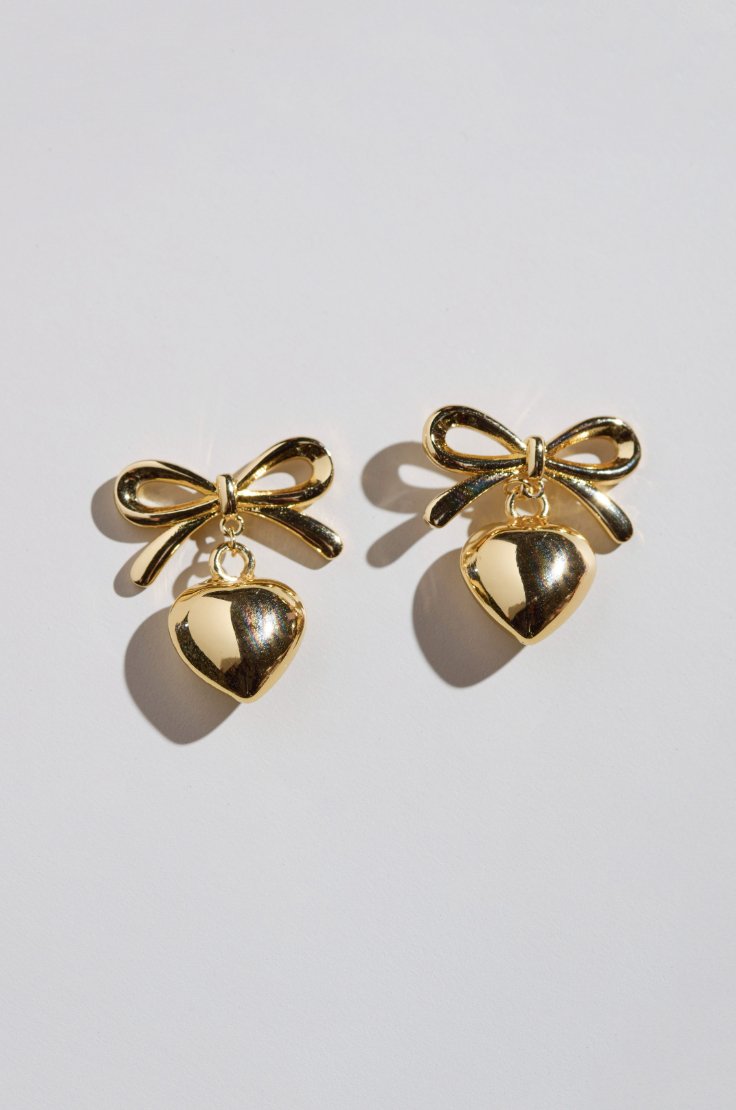 Bow & Heart Drop Earrings - I Bought a Yard Sale