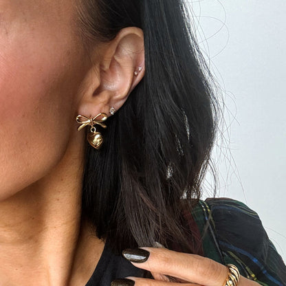 Bow & Heart Drop Earrings - I Bought a Yard Sale