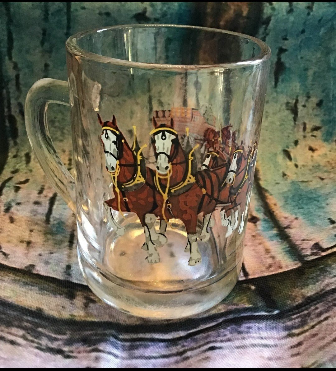 Budweiser Clydesdale Horses Clear Glass Mug - I Bought a Yard Sale