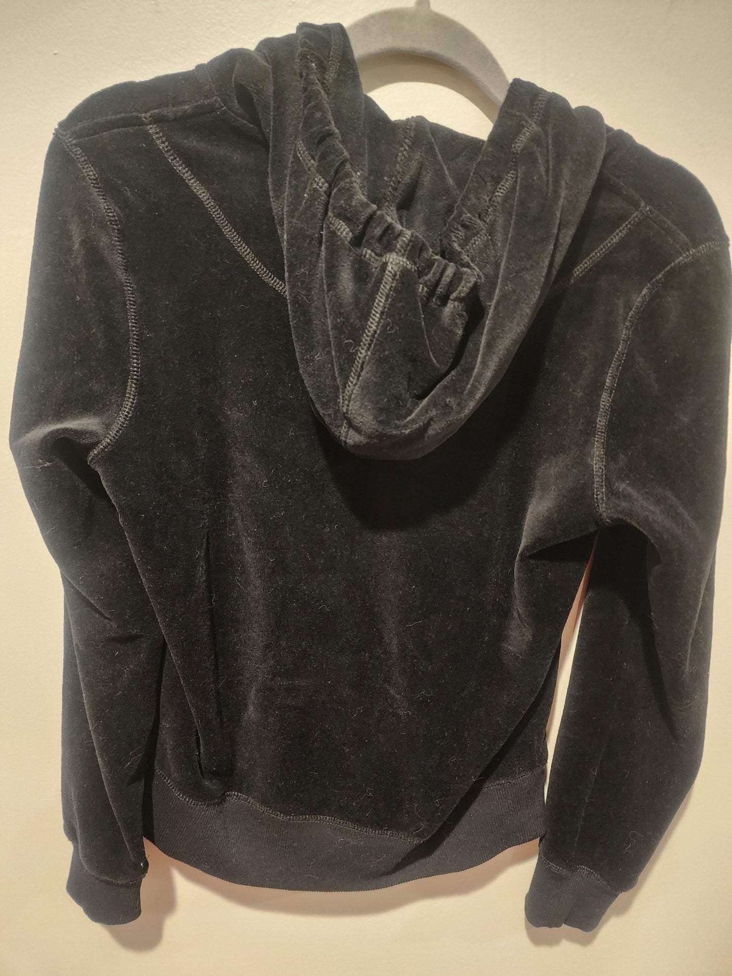 Calvin Klein Velour Jacket Women's Small Black Gold Rhinestone CK Logo Full Zip - I Bought a Yard Sale