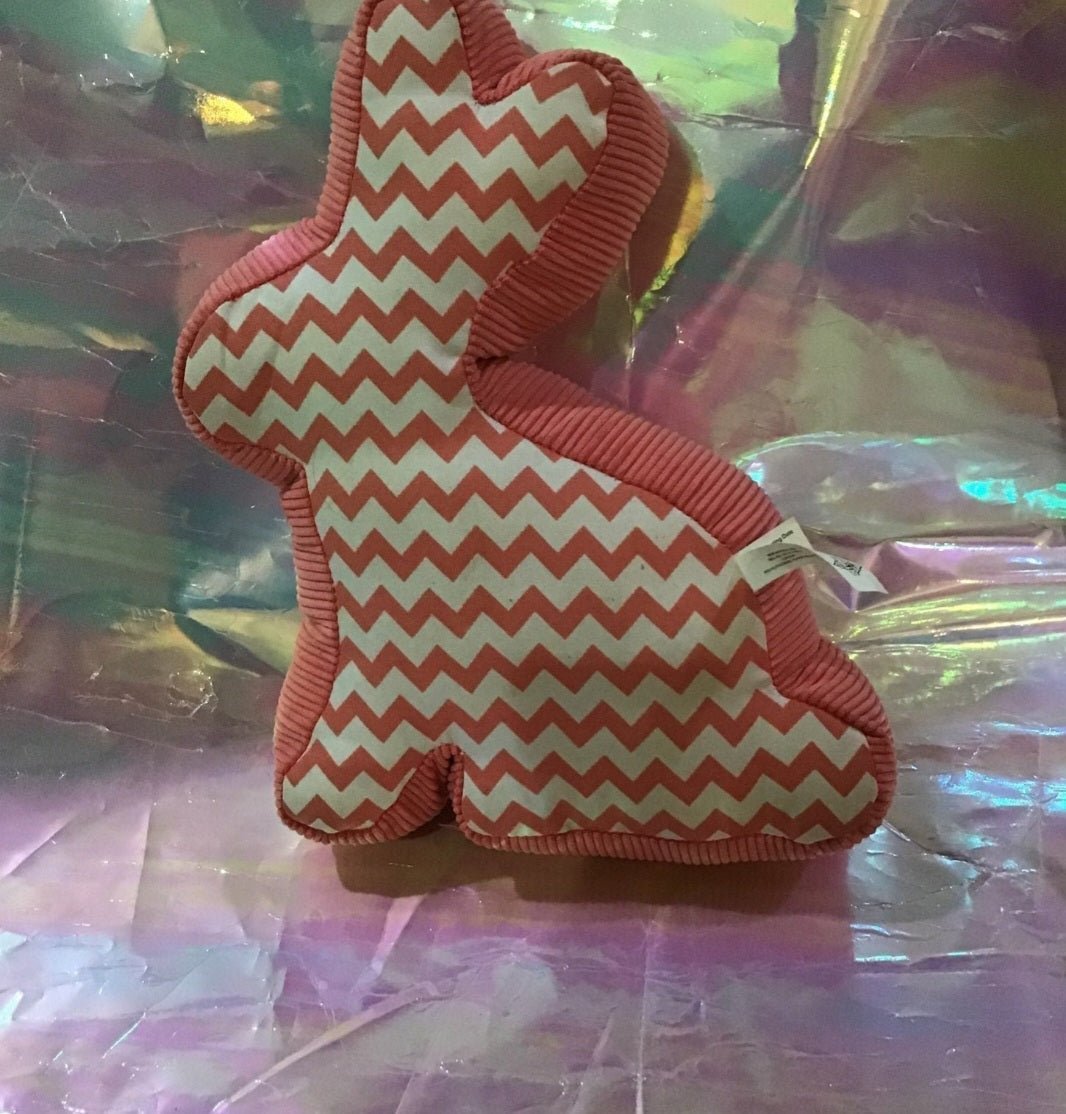 Chevron rabbit Pillow by The petting Zoo, Perfect for Easter Pink and white - I Bought a Yard Sale