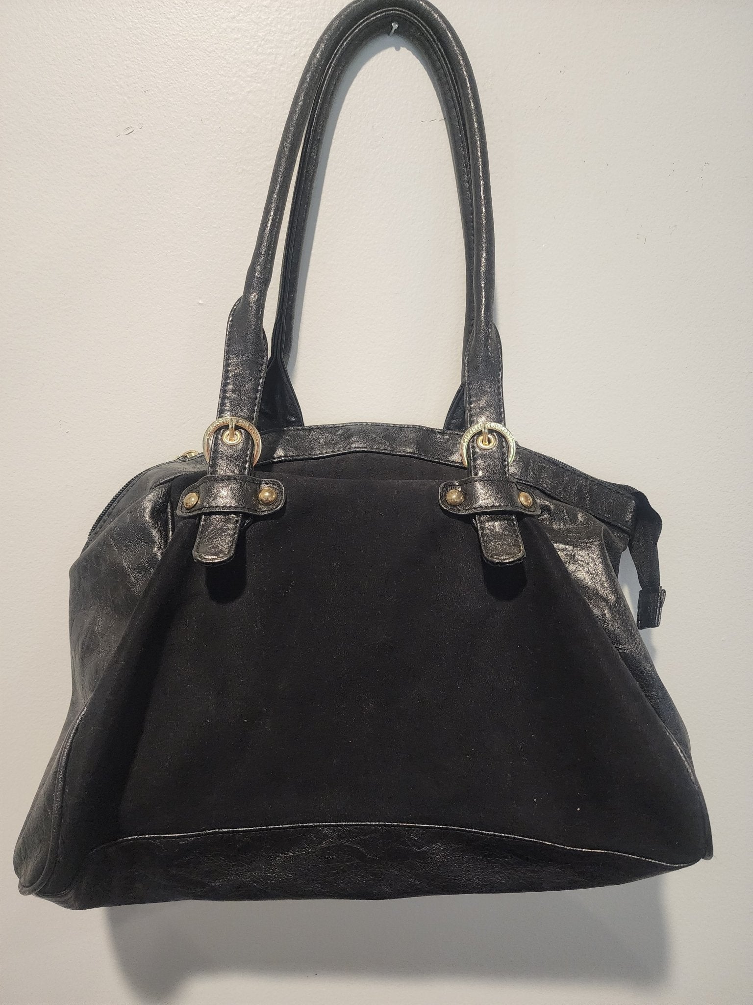 Christian Siriano black Handbag suede and faux leather - I Bought a Yard Sale