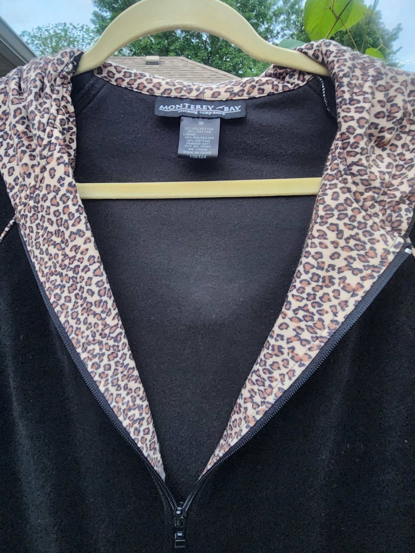 Classic black with a fun, eye - catching leopard print hood and pocket trim. - I Bought a Yard Sale