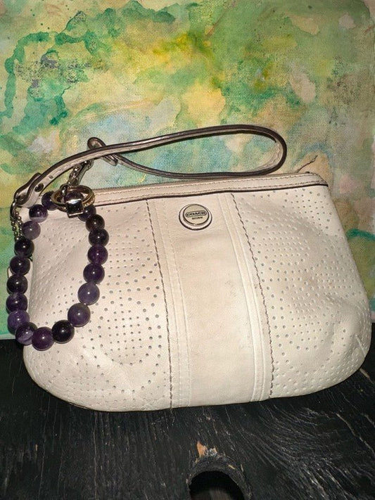 Coach White Leather Large Wristlet, Coach ring and Amethyst bracelet - I Bought a Yard Sale
