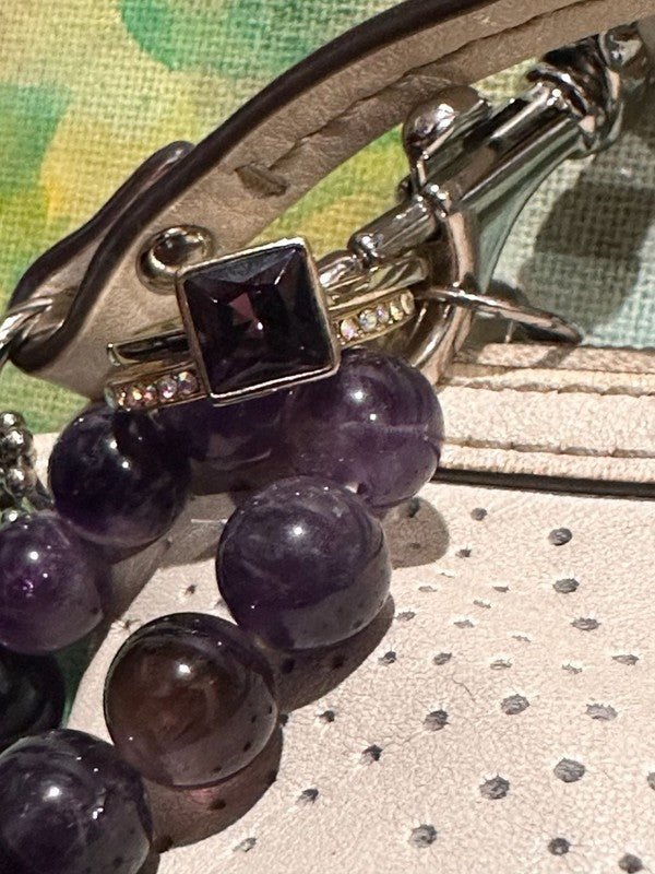 Coach White Leather Large Wristlet, Coach ring and Amethyst bracelet - I Bought a Yard Sale