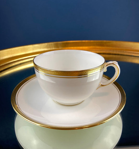 Coalport Elite White Cup and Saucer: Gold Rim Wedding Band China - I Bought a Yard Sale