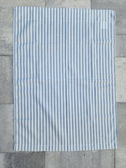 Coastal or Farmhouse Blue & cream Striped Curtains - Short Panels (Set of 2) - I Bought a Yard Sale