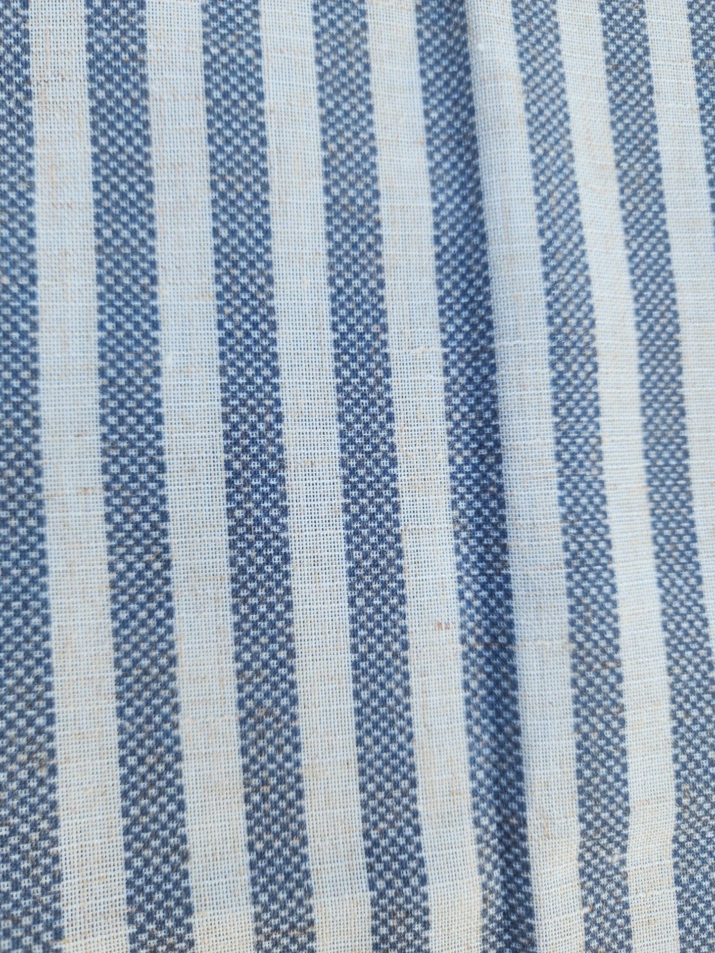 Coastal or Farmhouse Blue & cream Striped Curtains - Short Panels (Set of 2) - I Bought a Yard Sale