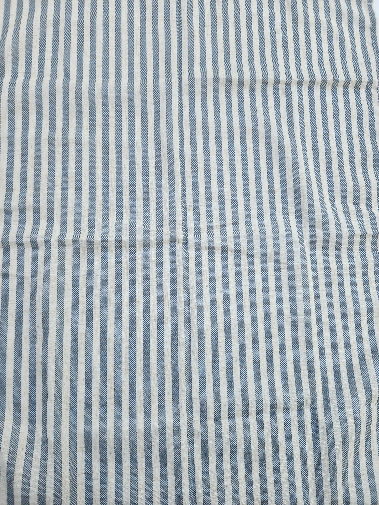 Coastal or Farmhouse Blue & cream Striped Curtains - Short Panels (Set of 2) - I Bought a Yard Sale