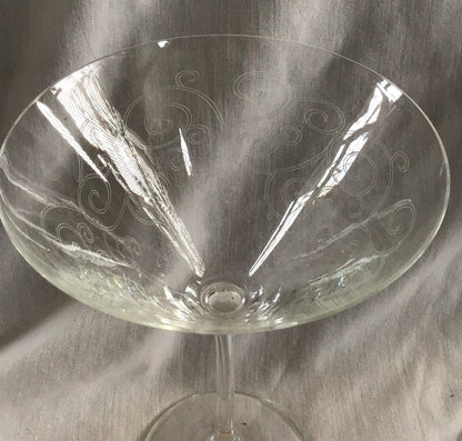 Cocktail Glasses with etched Swirls - I Bought a Yard Sale