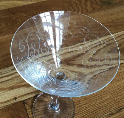 Cocktail Glasses with etched Swirls - I Bought a Yard Sale