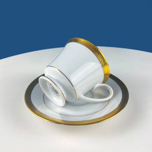 Contemporary Noritake White Cup and Saucer with Gold Rim. Classic Wedding Band China. Queen's Gold. Dining Room Decor. Minimal Design. - I Bought a Yard Sale
