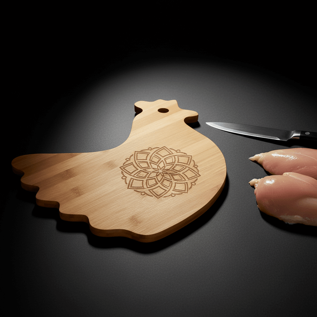 Customization engraving Bamboo wood Hen Shaped Cutting Board Size 13 - 1/2 x 10 7/8 - I Bought a Yard Sale