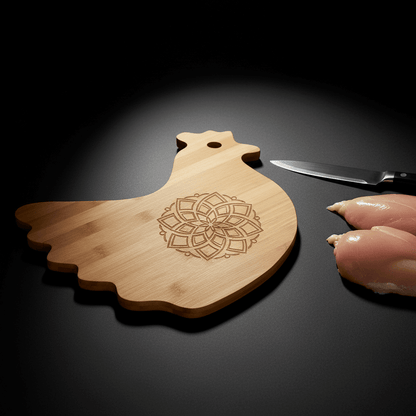 Customization engraving Bamboo wood Hen Shaped Cutting Board Size 13 - 1/2 x 10 7/8 - I Bought a Yard Sale
